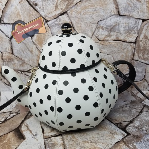 Alice in Wonderland Tea Pot Party Teapot Polka Dot Crossbody Bag Kate Spade - Picture 7 of 13